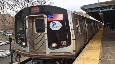 Subway train with American flag during NJ TRANSIT’s Free Fare Week celebration