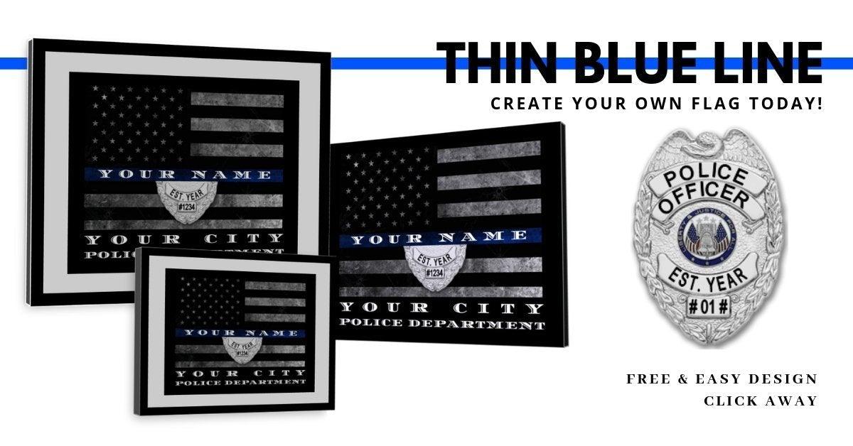 Thin Blue Line Back the blue Police Officer Gifts - Modern Memory Design Picture frames - NJ Frame shop Custom framing