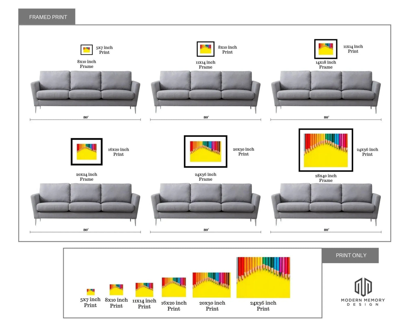 Common Frame Sizes | Standard Picture Frame sizes - Modern Memory Design Picture frames - New Jersey Frame Shop Custom Framing