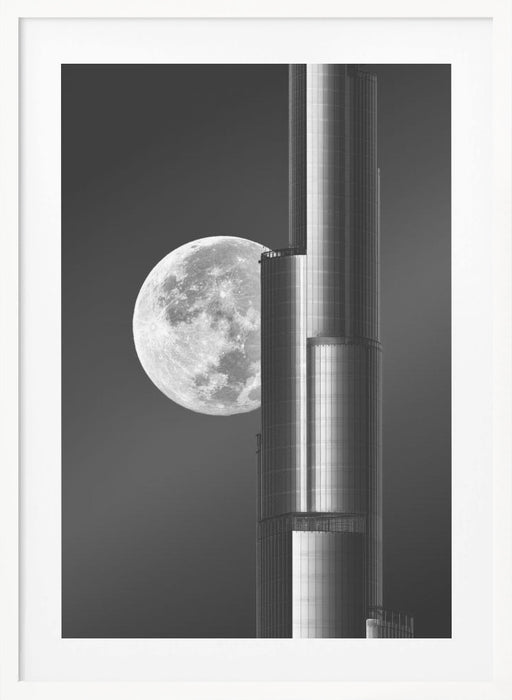 Super moon Burjkhalifa Framed Art Modern Wall Decor