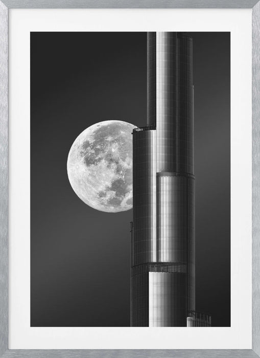 Super moon Burjkhalifa Framed Art Modern Wall Decor