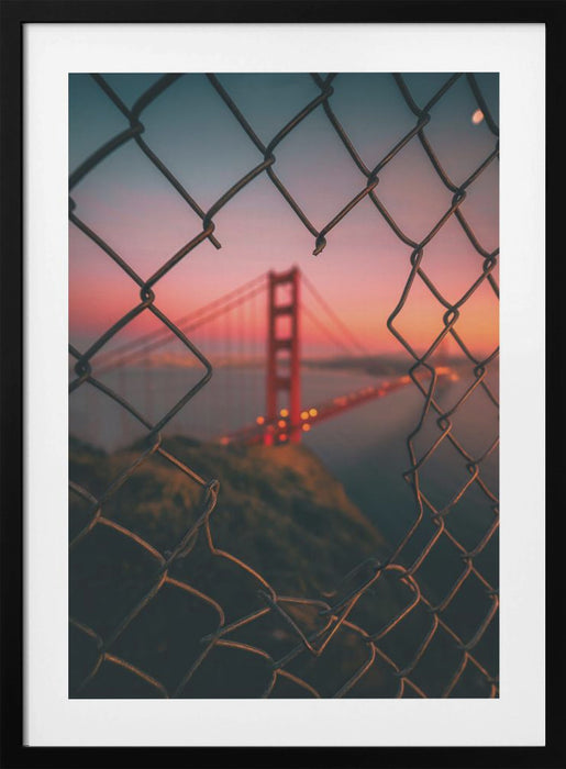 Golden Gate Caged Framed Art Modern Wall Decor