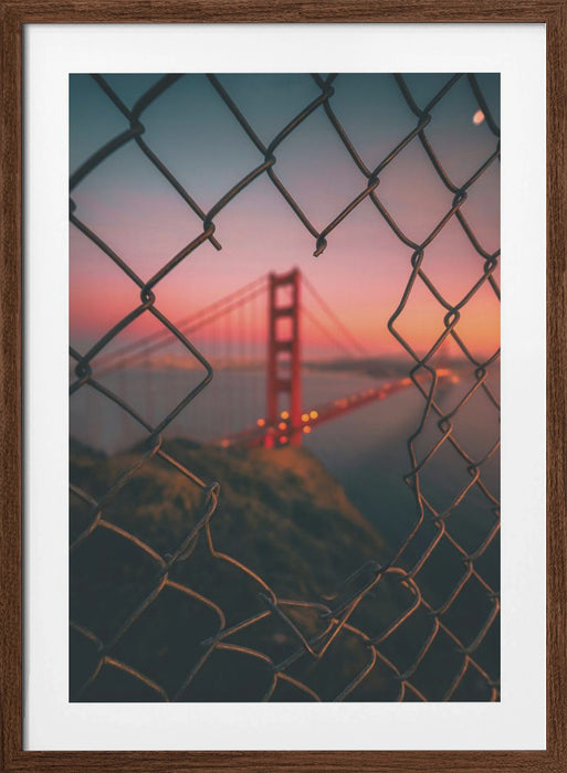 Golden Gate Caged Framed Art Modern Wall Decor