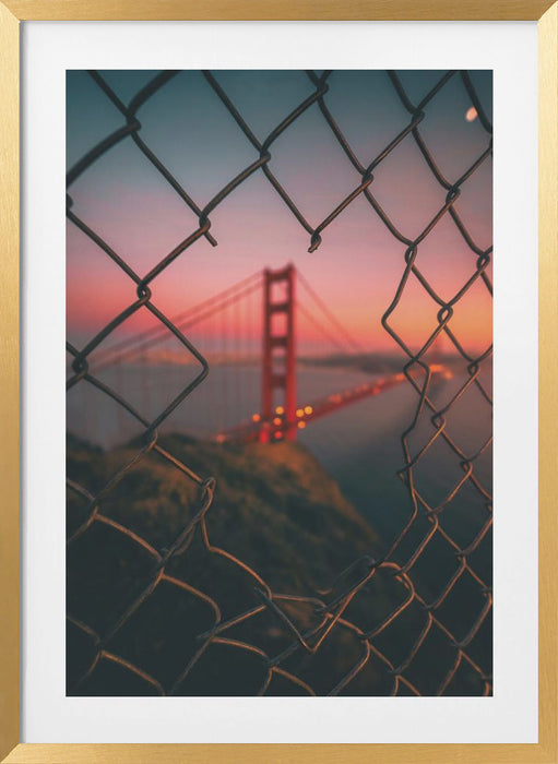 Golden Gate Caged Framed Art Modern Wall Decor