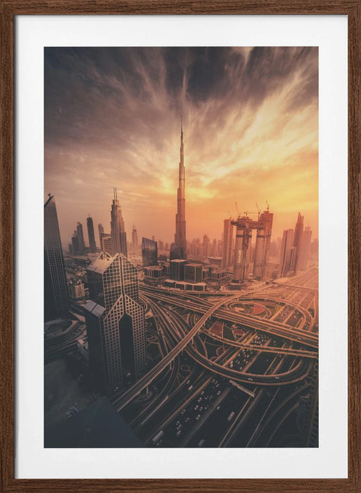 Dubai's Fiery sunset Framed Art Modern Wall Decor