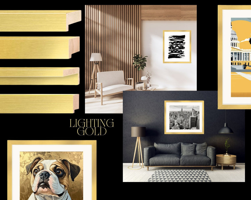 Modern Flat Lighting Gold Picture Frame