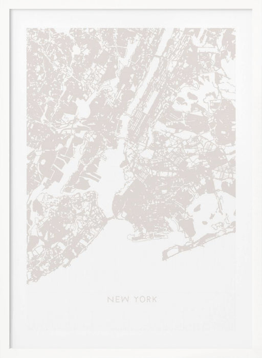 New York Map Framed Art Modern Wall Decor