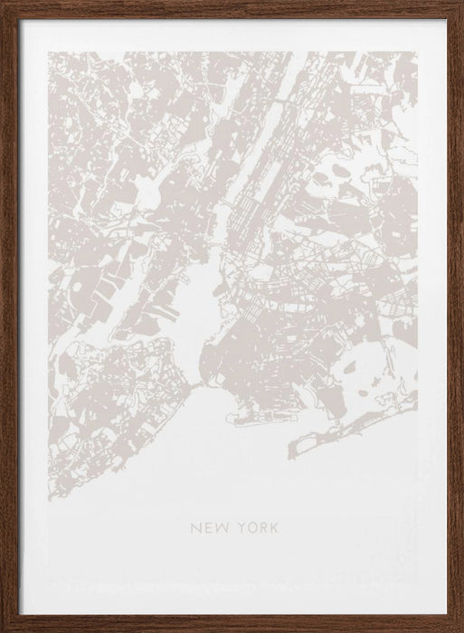 New York Map Framed Art Modern Wall Decor