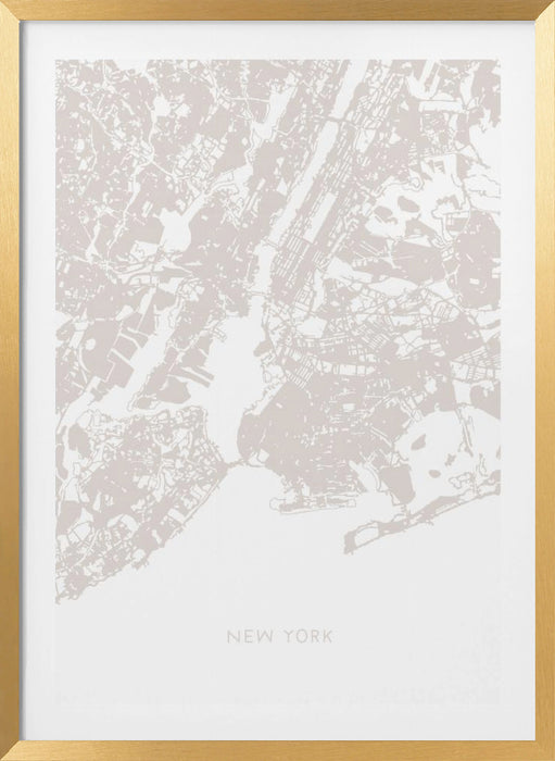 New York Map Framed Art Modern Wall Decor