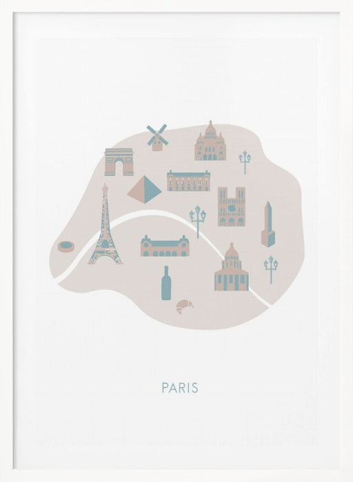 Paris Map Framed Art Wall Decor