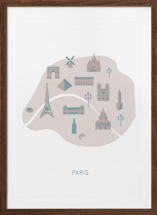 Paris Map Framed Art Wall Decor