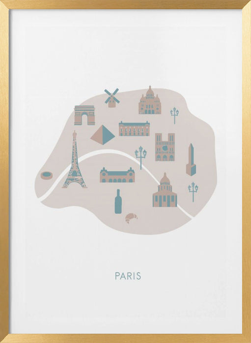 Paris Map Framed Art Wall Decor