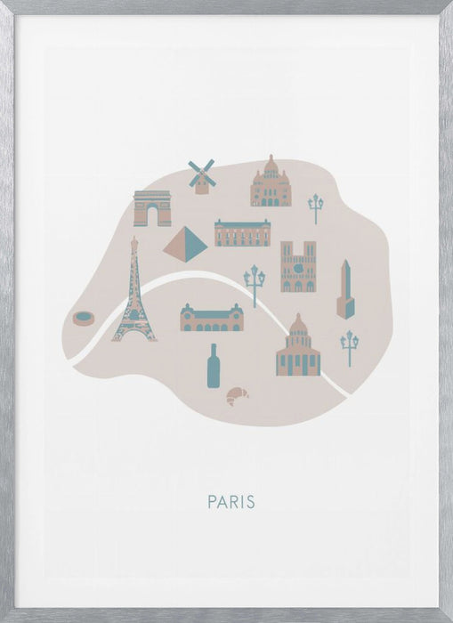 Paris Map Framed Art Wall Decor