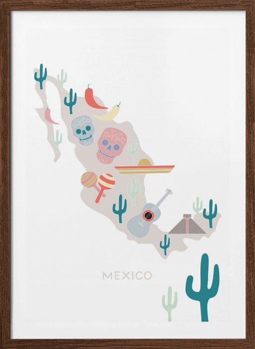 Mexico Map No 1 Framed Art Modern Wall Decor