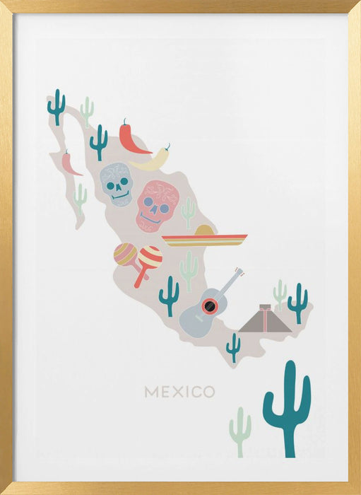 Mexico Map No 1 Framed Art Modern Wall Decor