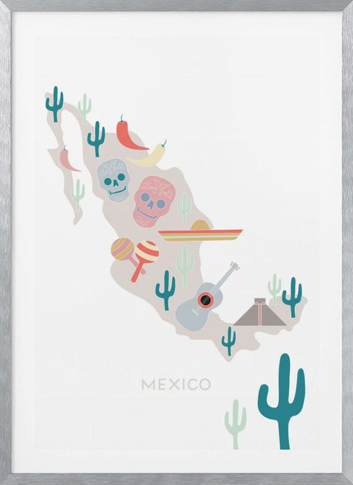 Mexico Map No 1 Framed Art Modern Wall Decor