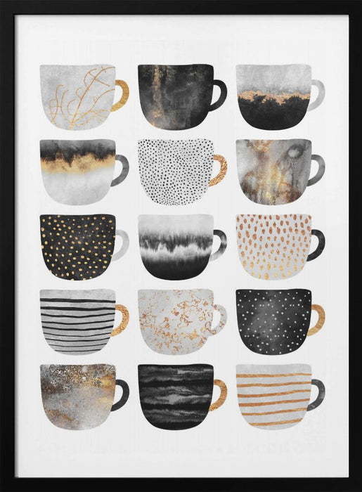 Pretty Coffee Cups Framed Art Modern Wall Decor