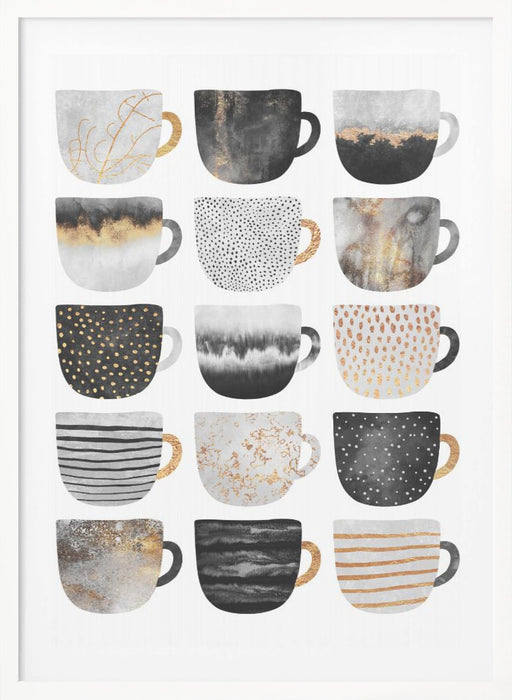 Pretty Coffee Cups Framed Art Modern Wall Decor