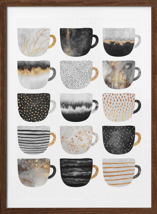 Pretty Coffee Cups Framed Art Modern Wall Decor