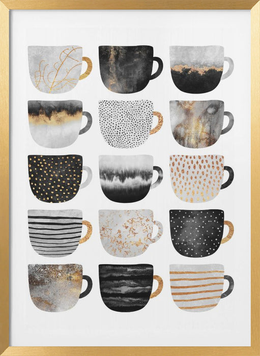 Pretty Coffee Cups Framed Art Modern Wall Decor