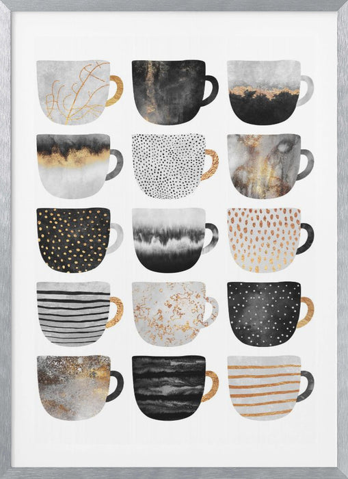 Pretty Coffee Cups Framed Art Modern Wall Decor