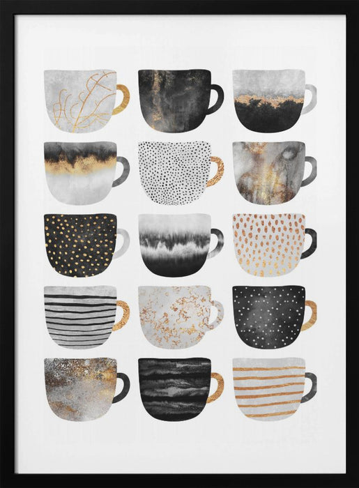 Pretty Coffee Cups Framed Art Modern Wall Decor