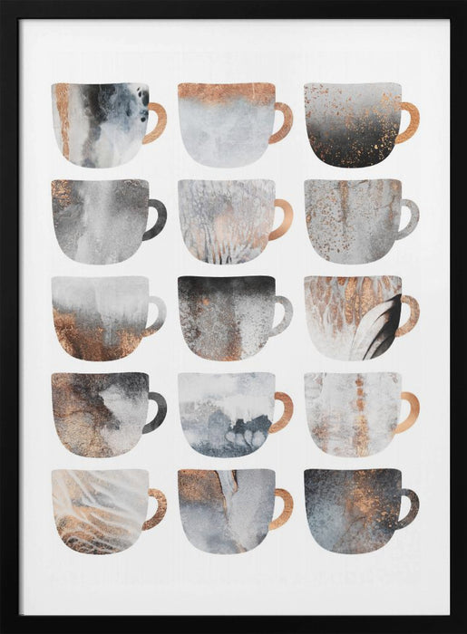 Dreamy Coffee Cups Framed Art Modern Wall Decor