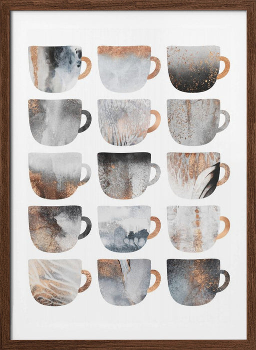 Dreamy Coffee Cups Framed Art Modern Wall Decor