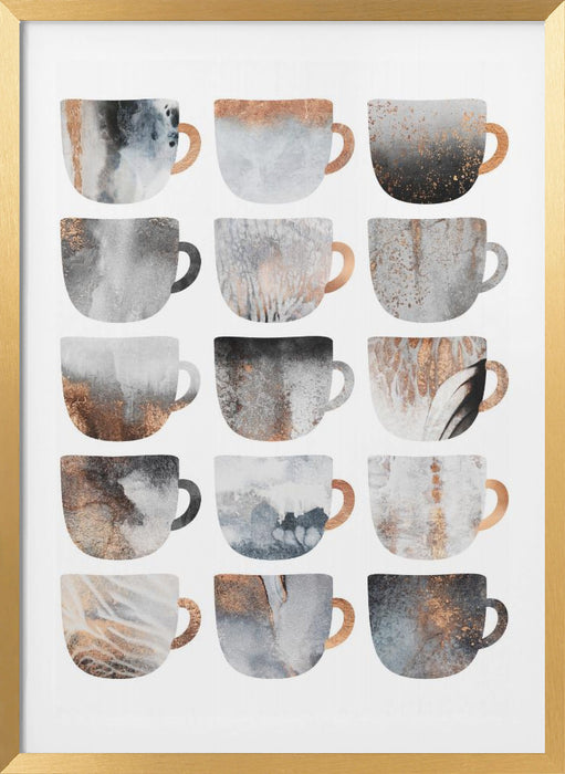 Dreamy Coffee Cups Framed Art Modern Wall Decor