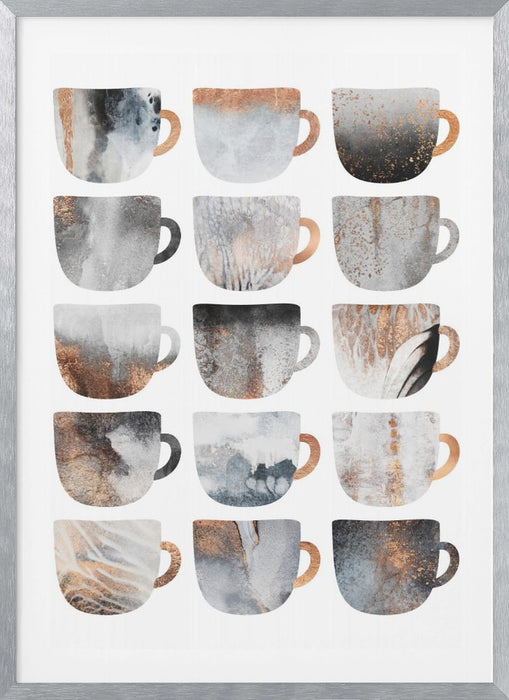 Dreamy Coffee Cups Framed Art Modern Wall Decor