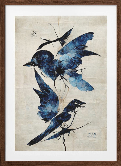 Blue Birds Framed Art Modern Wall Decor