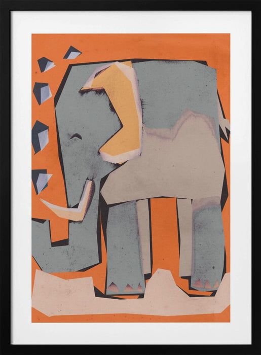 Happy Elephant Framed Art Modern Wall Decor