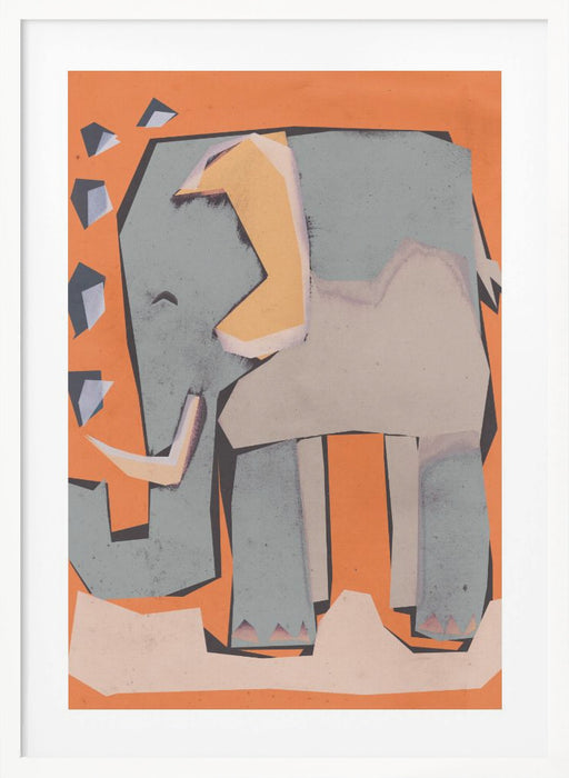 Happy Elephant Framed Art Modern Wall Decor