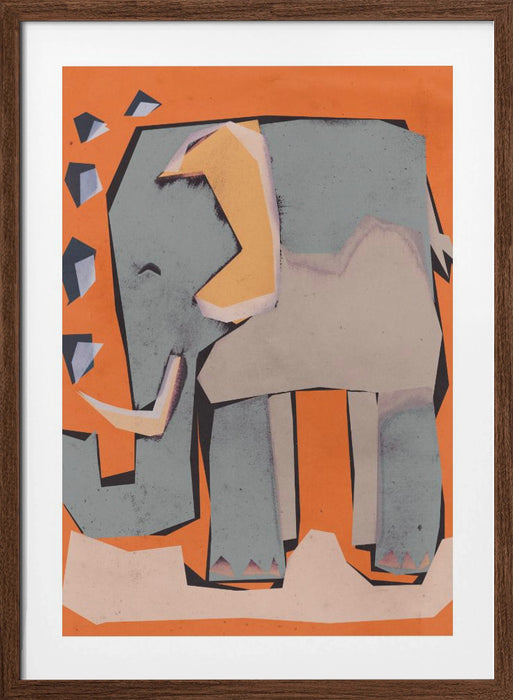 Happy Elephant Framed Art Modern Wall Decor