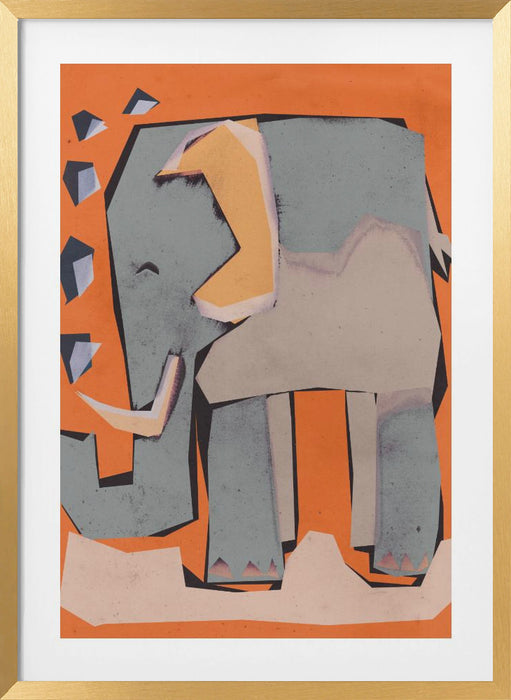 Happy Elephant Framed Art Modern Wall Decor