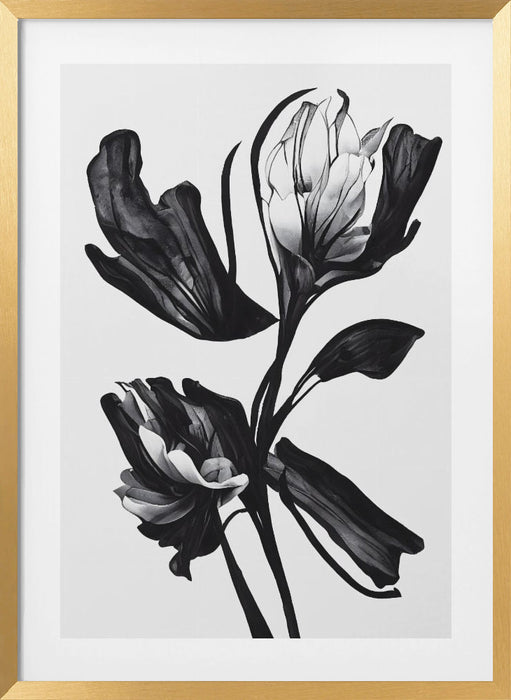 Black Flower Framed Art Modern Wall Decor