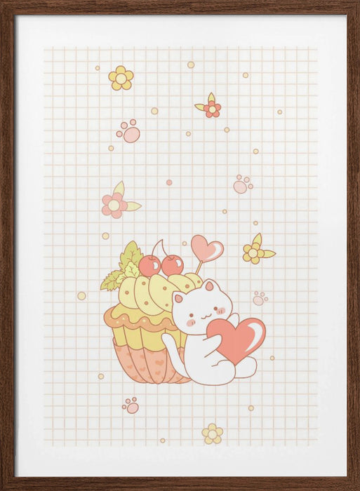 Cat And Cake Framed Art Modern Wall Decor