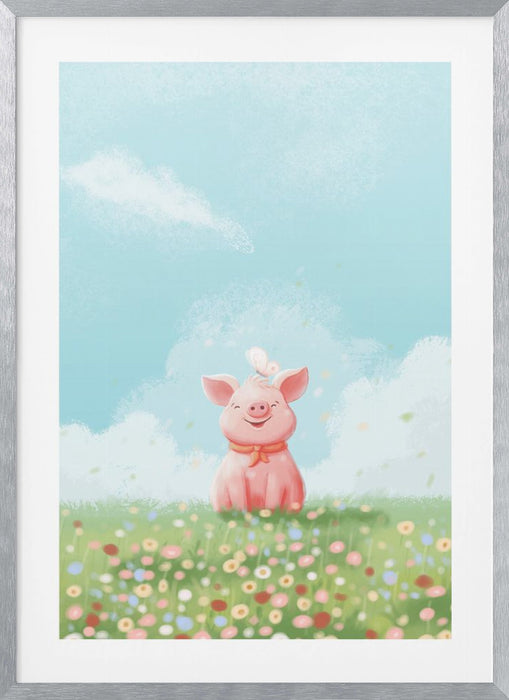 Cute Pig Framed Art Modern Wall Decor