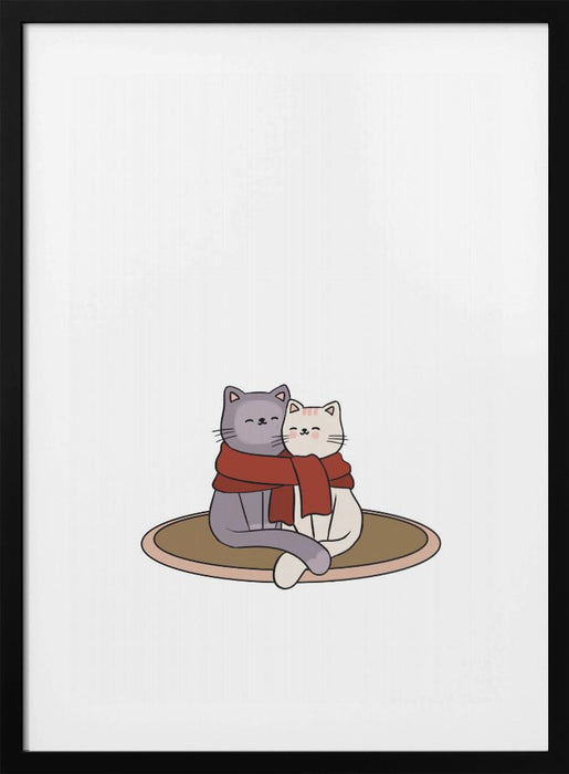 Cute Cat Couple Framed Art Modern Wall Decor