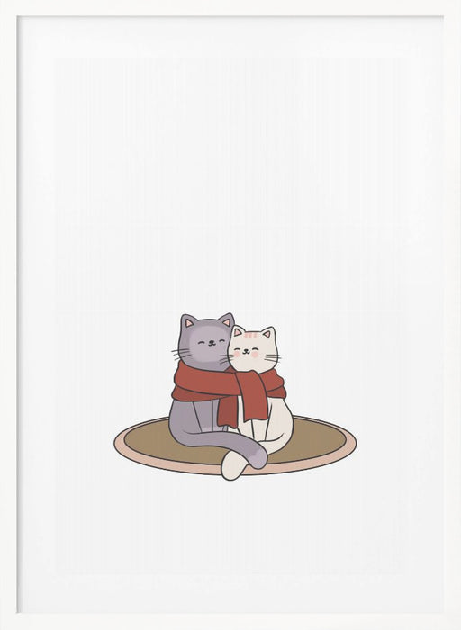 Cute Cat Couple Framed Art Modern Wall Decor