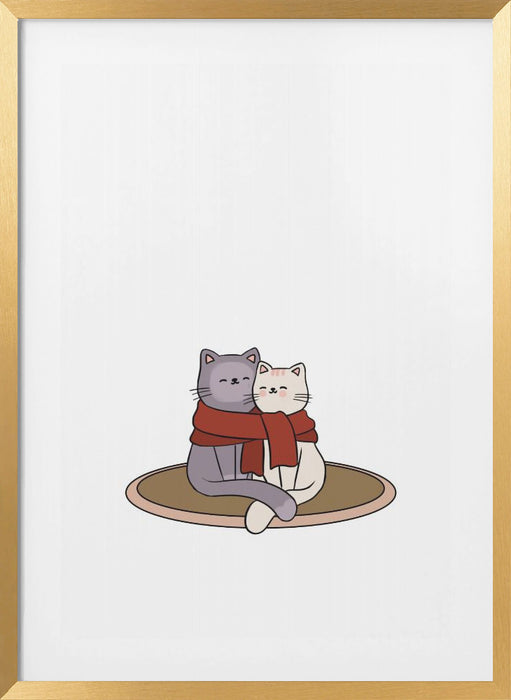 Cute Cat Couple Framed Art Modern Wall Decor