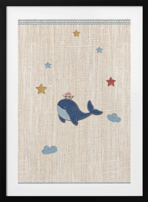 Cute Whale Framed Art Modern Wall Decor