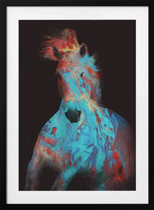 Running Bashful Horse Framed Art Modern Wall Decor