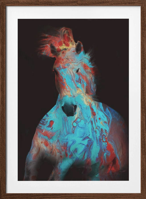 Running Bashful Horse Framed Art Modern Wall Decor