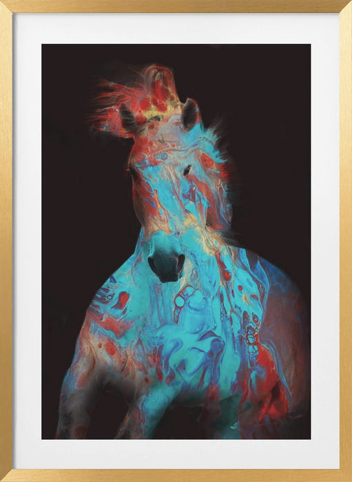 Running Bashful Horse Framed Art Modern Wall Decor