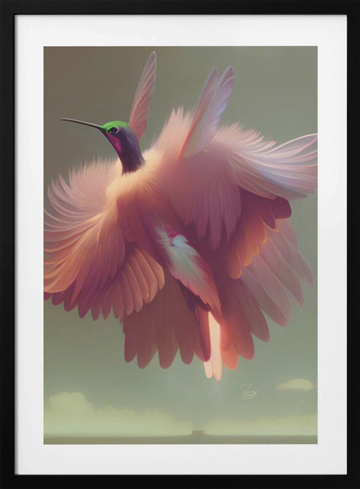 Humming Bird with Pink Wings Framed Art Wall Decor