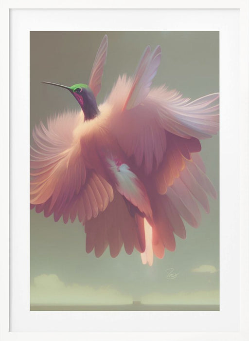 Humming Bird with Pink Wings Framed Art Wall Decor