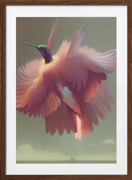 Humming Bird with Pink Wings Framed Art Wall Decor