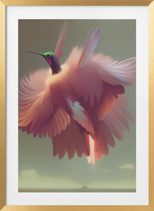 Humming Bird with Pink Wings Framed Art Wall Decor