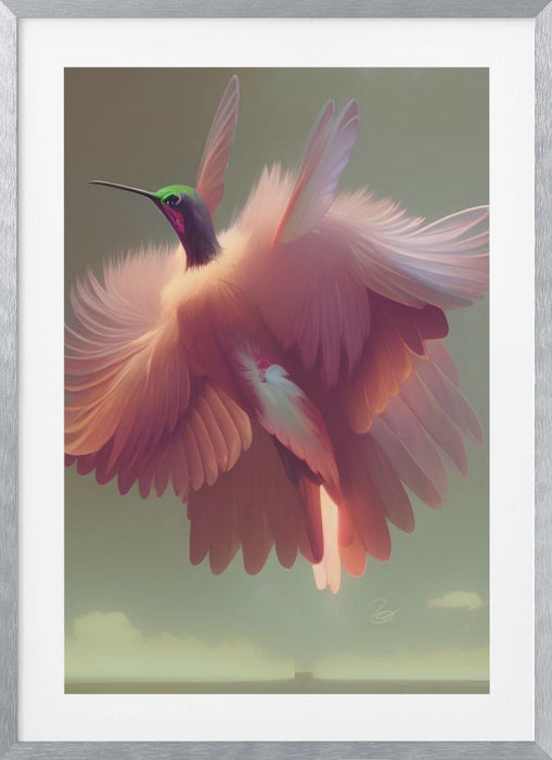 Humming Bird with Pink Wings Framed Art Wall Decor